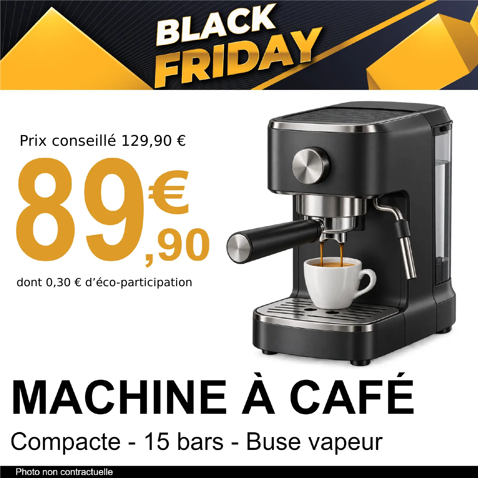 Modèle carré Black Friday complété pour une tête de gondole