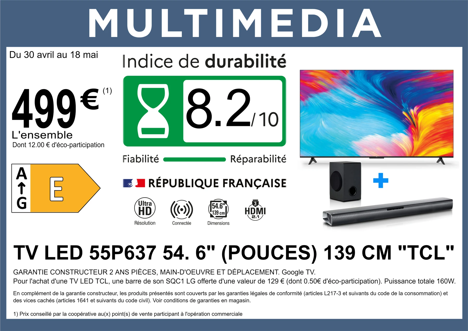 Grande affiche Multimédia avec indice de durabilité utilisée sur le stand BTLEC