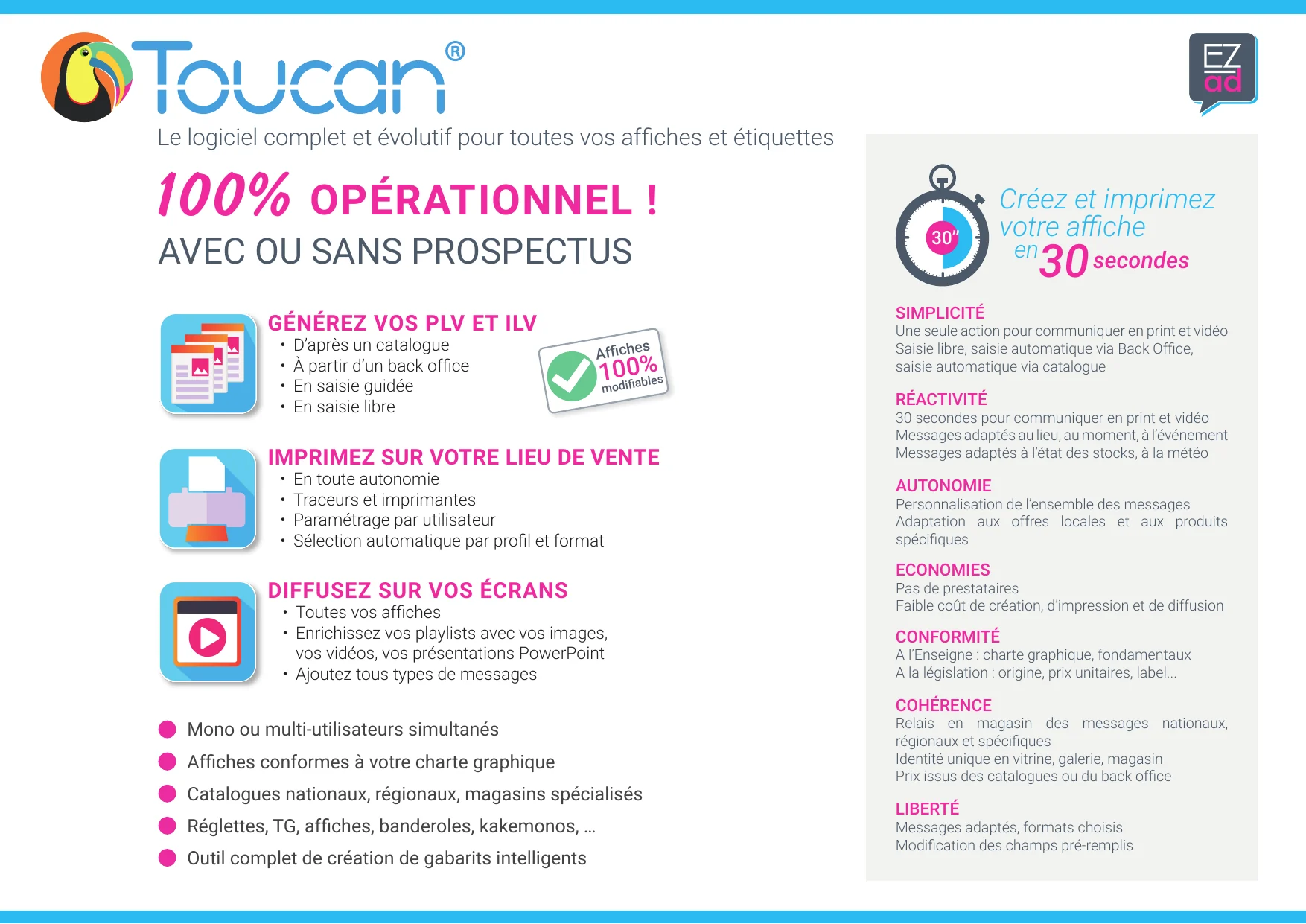Flyer de présentation synthétique de Toucan
