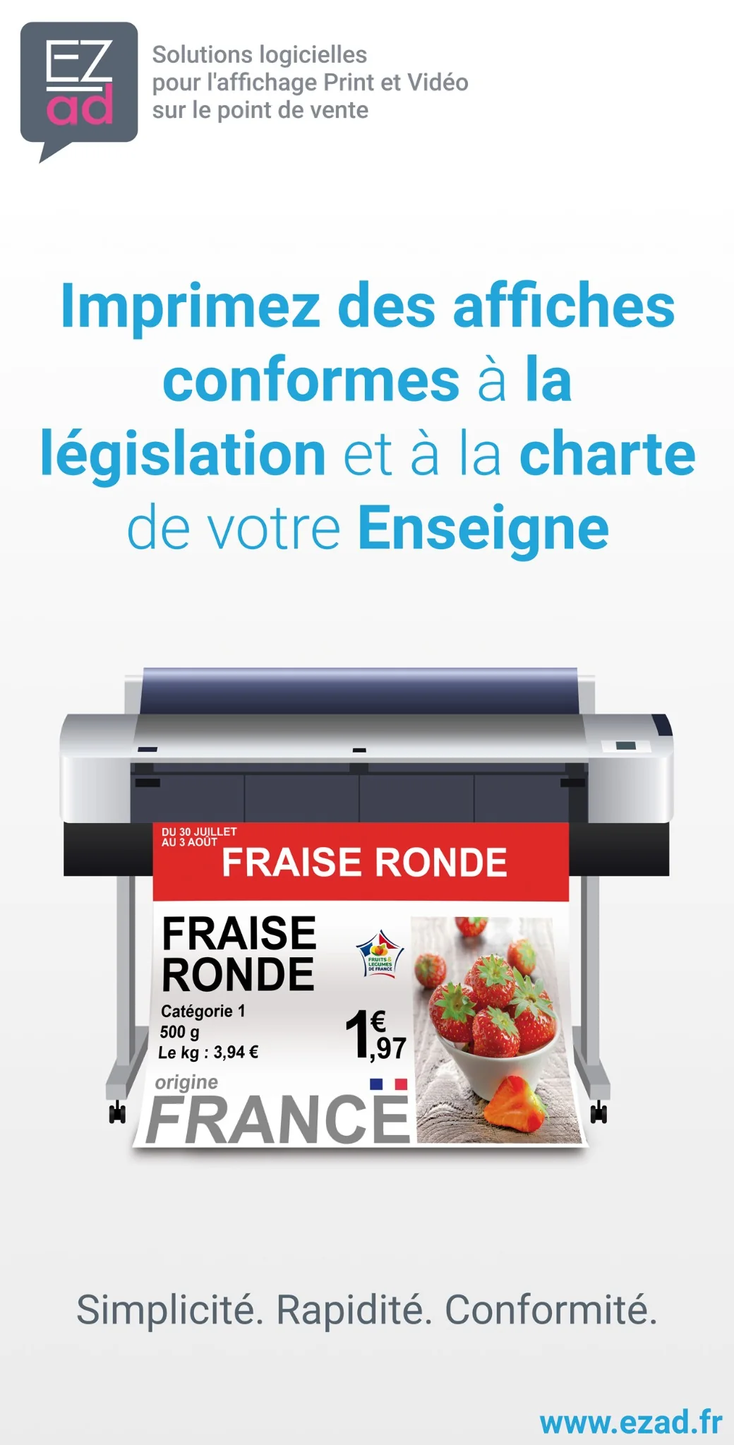 Affiche EZad conçue pour les locaux sur la création d’affiches conformes à la législation et à la charte de l’enseigne