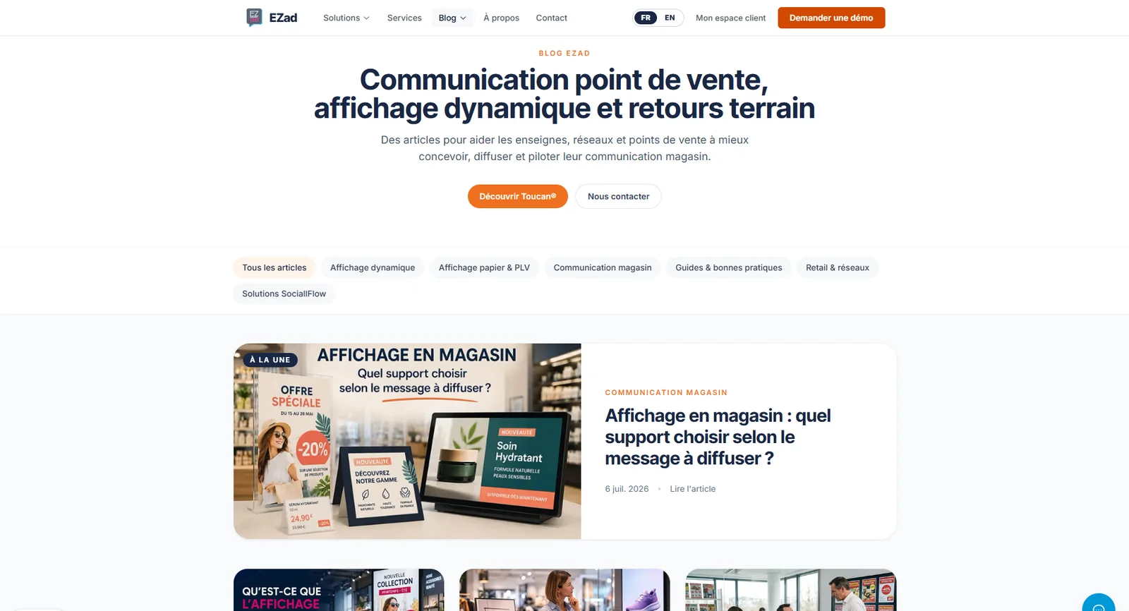 Page blog du nouveau site EZad