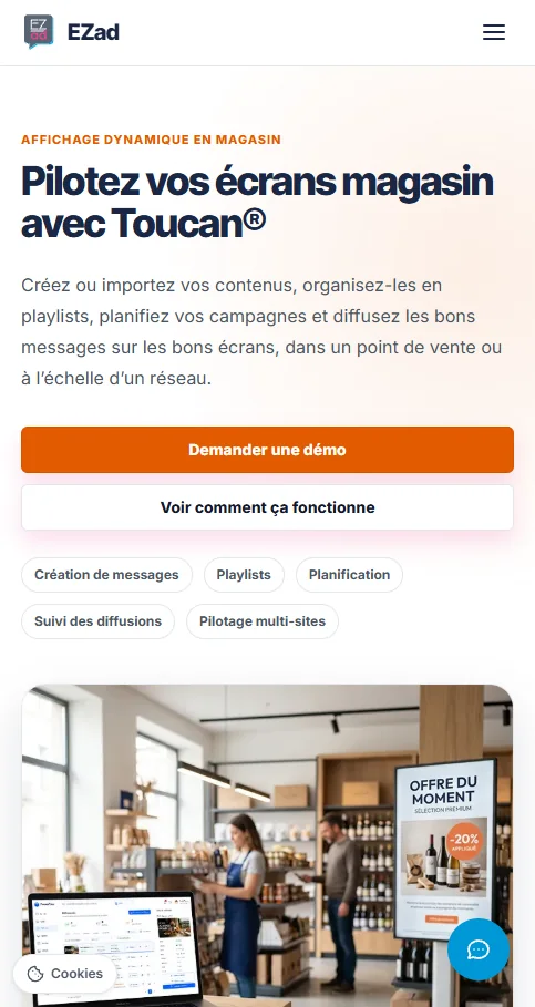Version mobile d’une page solution EZad