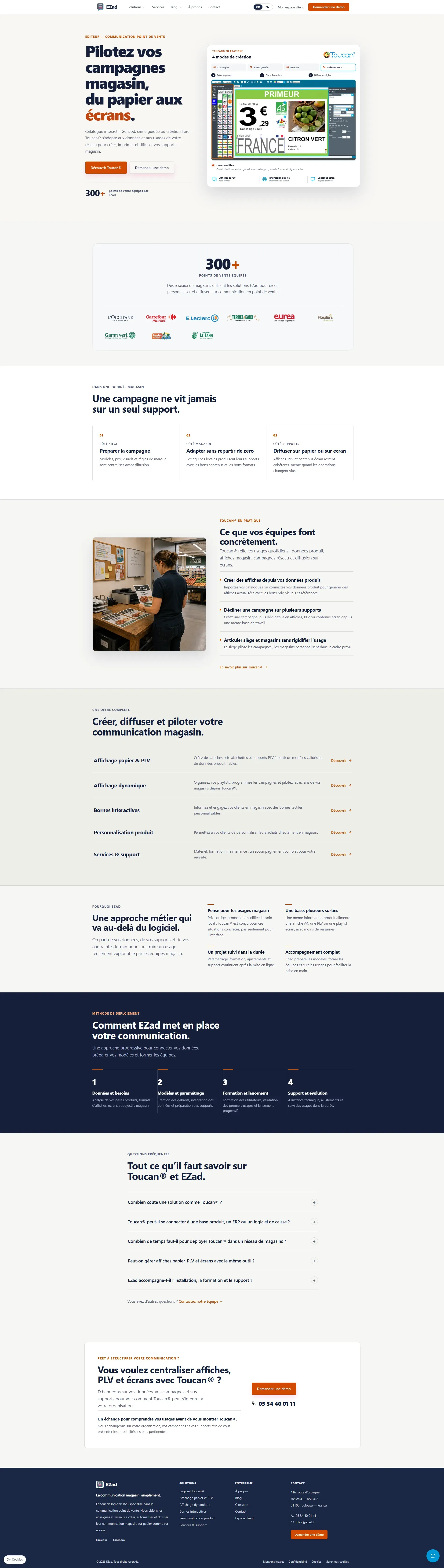 Nouvelle page d’accueil complète du site EZad