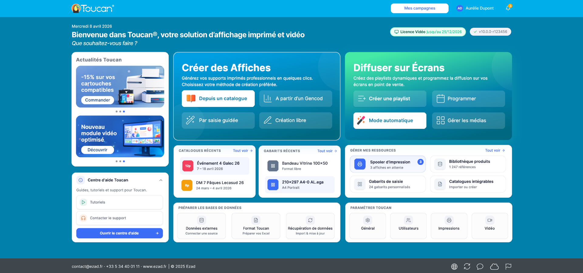 Proposition 2026 de refonte de la page d’accueil du logiciel Toucan