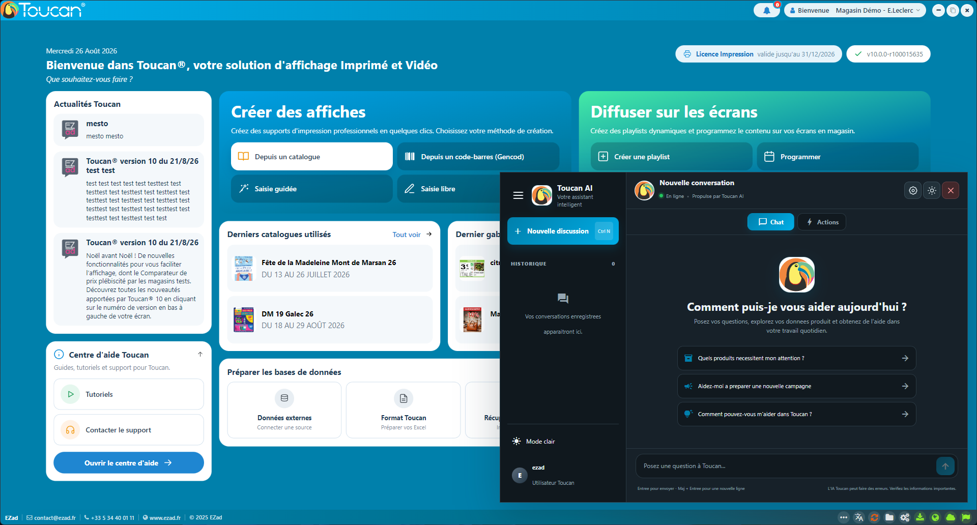 Travail d’intégration visuelle d’un chatbot IA dans Toucan