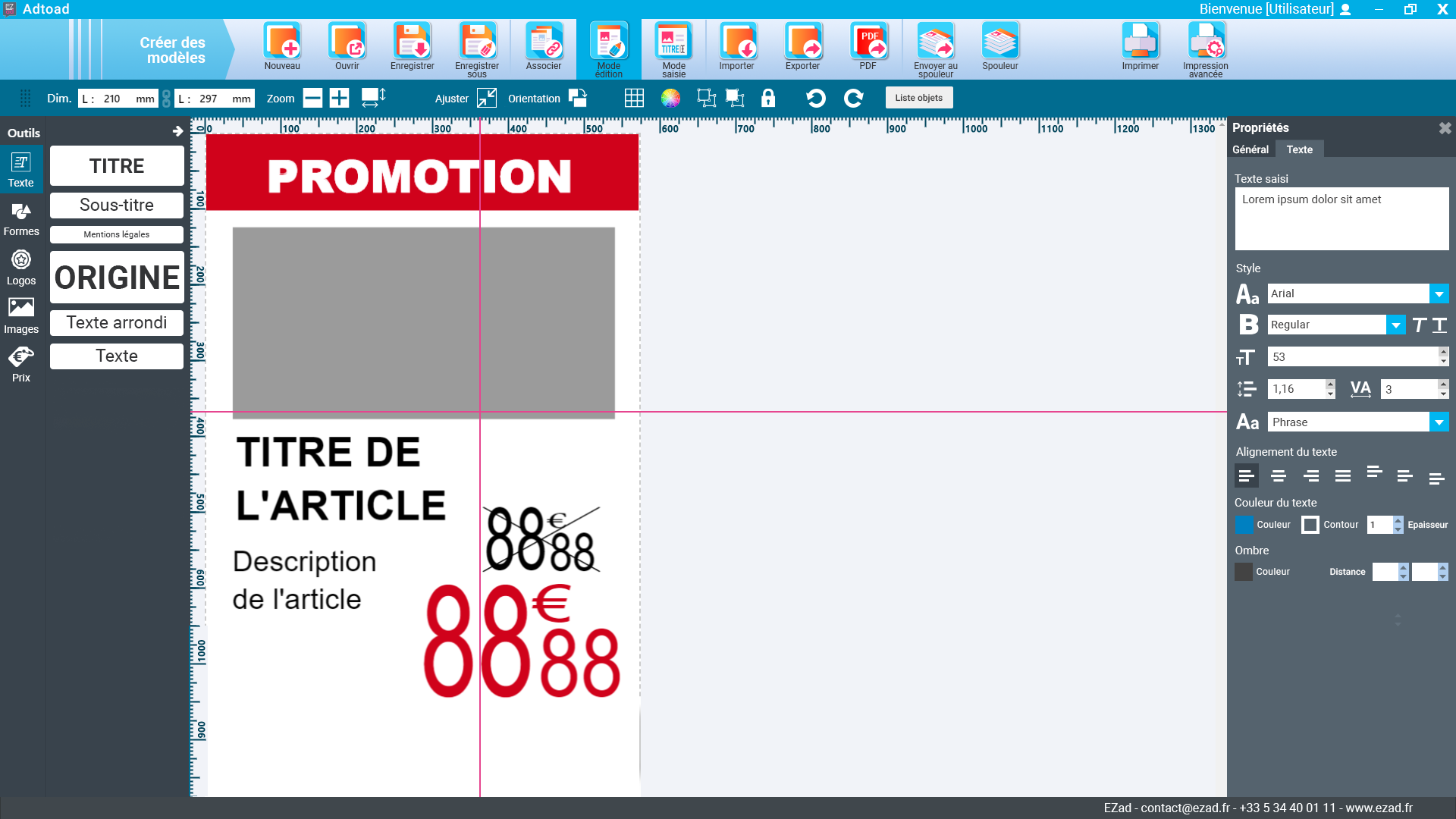 Première version de l’interface de création de Toucan